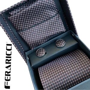 FERARICCI NECKTIE HANKY CUFFLINKS BOX SET